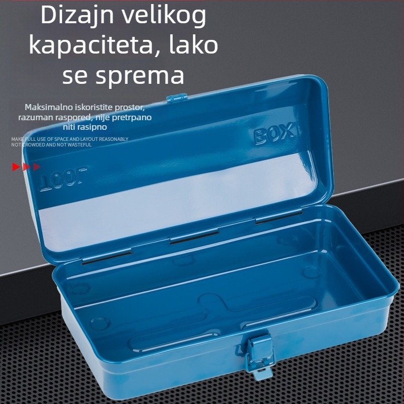 Metalna kutija za alate, velika, ojačana, industrijskog ranga, višenamjenska za kućnu upotrebu, nehrđajući čelik, za popravke automobila.