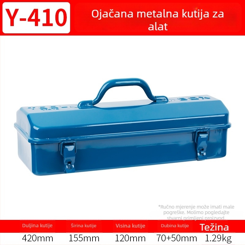 Metalna kutija za alate, velika, ojačana, industrijskog ranga, višenamjenska za kućnu upotrebu, nehrđajući čelik, za popravke automobila.