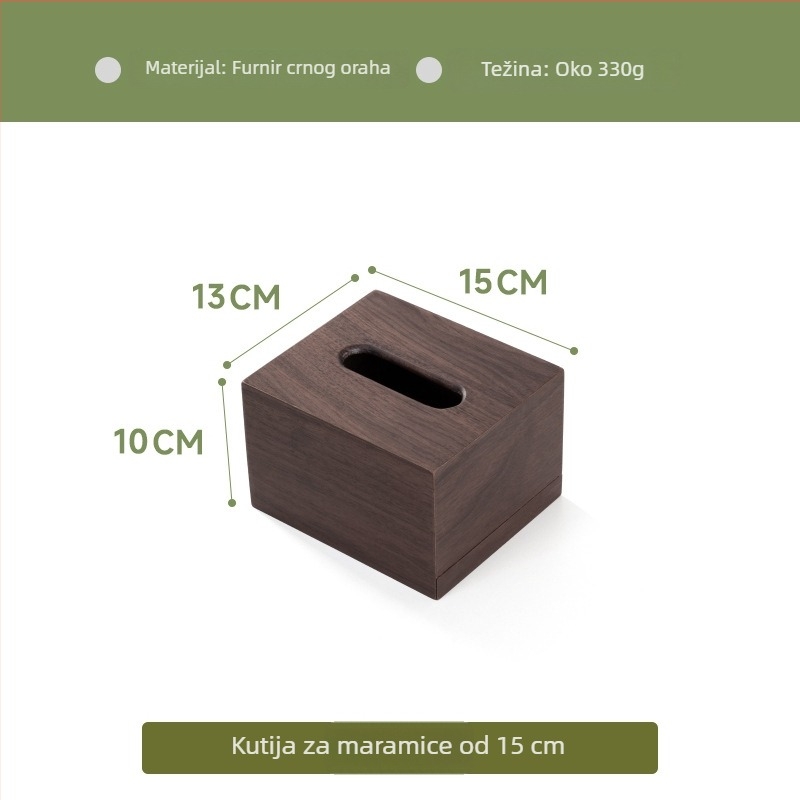 Kutija za maramice od crnog oraha sjeverne Amerike, stolna kutija za papirnate ubruse za restorane i hotela, ručna izrada, lagani luksuz
