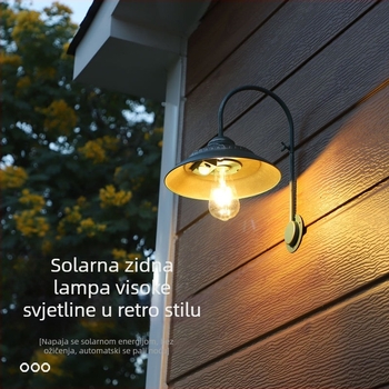 Vrtna zidna viseća svjetiljka od željeza, retro stil, vanjsko solarno osvjetljenje za vrt i balkon