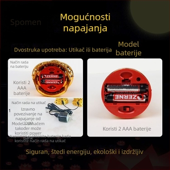 LED memorijalna svijeća, bez dima, ekološka, dugotrajna cilindrična lampica, napajanje iz mreže ili baterija