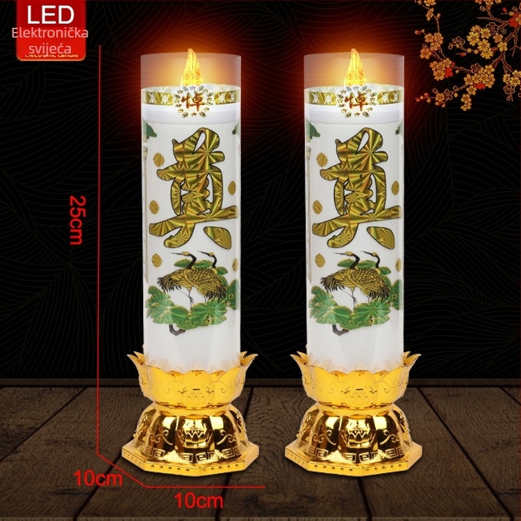 LED memorijalna svijeća, bez dima, ekološka, dugotrajna cilindrična lampica, napajanje iz mreže ili baterija