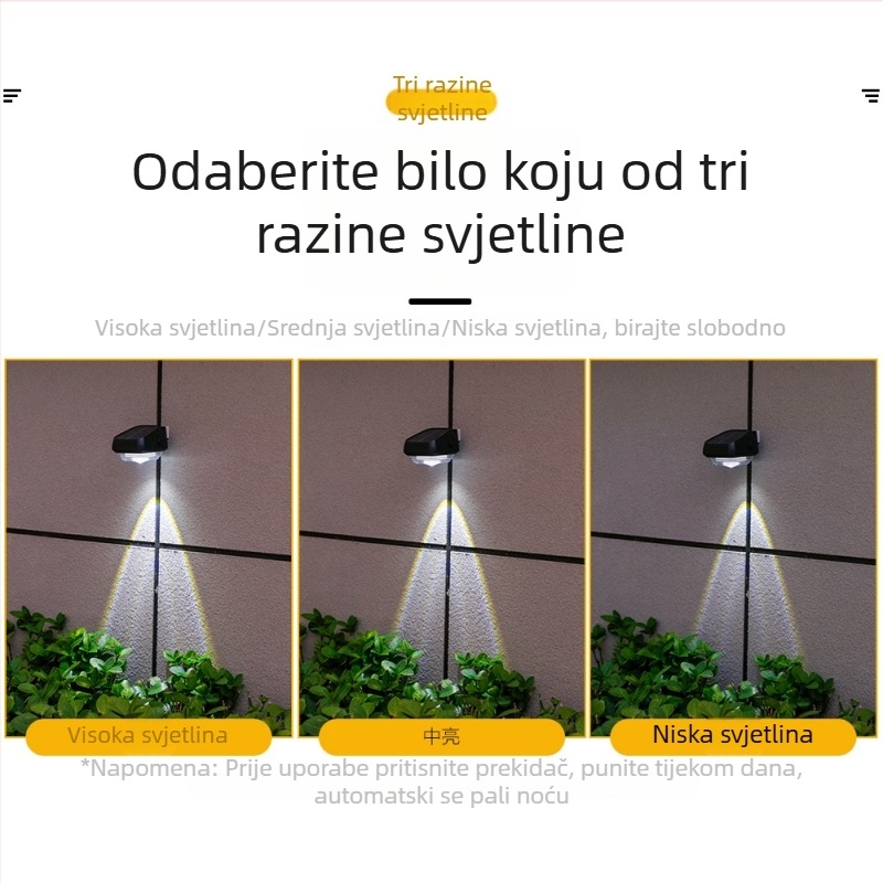 Solarna zidna svjetiljka za vanjsku upotrebu – dvorište i vrt, vodootporna, dekorativno osvjetljenje atmosfere