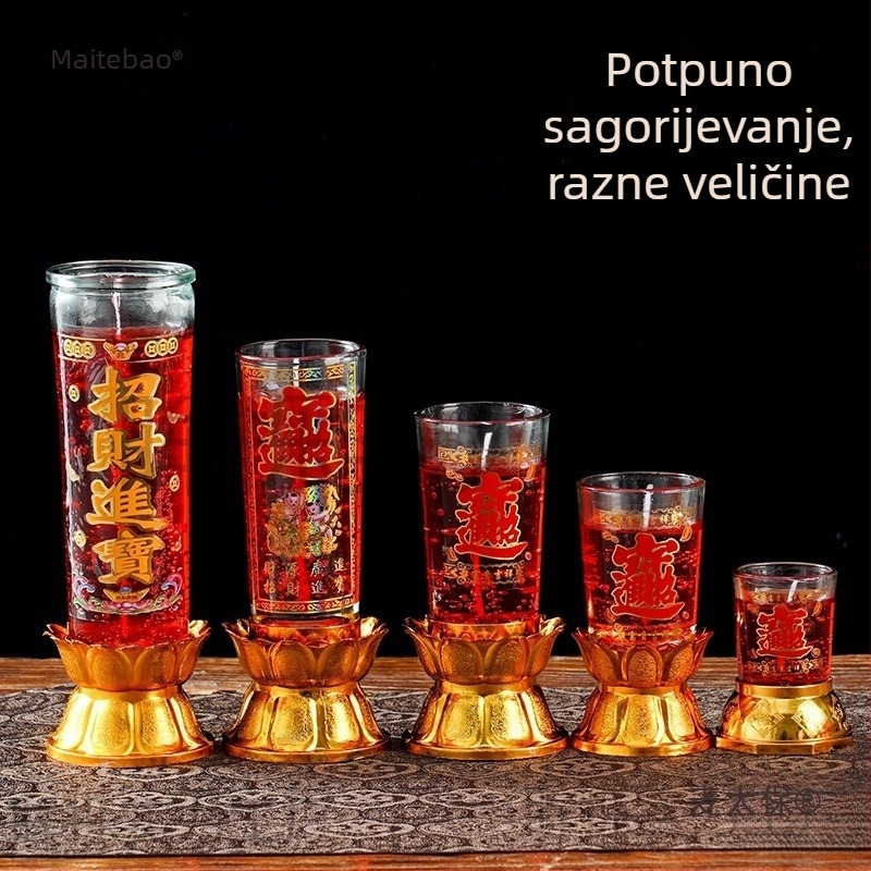 Domaće svijeće za Buda, kristalne svijeće, otporne na vjetar novogodišnje svijeće, masne lampe, svijeće u staklenim čašama, svečani miris Mai Taibao