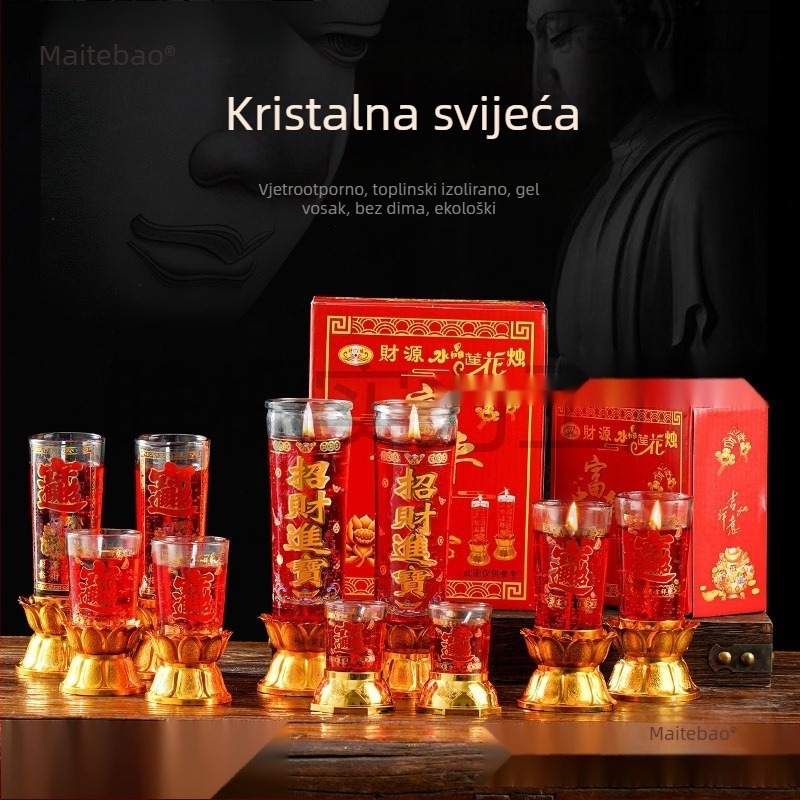 Domaće svijeće za Buda, kristalne svijeće, otporne na vjetar novogodišnje svijeće, masne lampe, svijeće u staklenim čašama, svečani miris Mai Taibao
