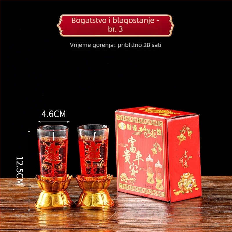 Domaće svijeće za Buda, kristalne svijeće, otporne na vjetar novogodišnje svijeće, masne lampe, svijeće u staklenim čašama, svečani miris Mai Taibao