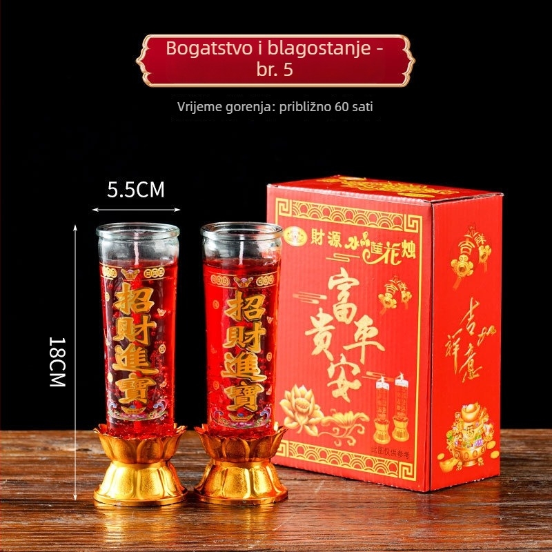 Domaće svijeće za Buda, kristalne svijeće, otporne na vjetar novogodišnje svijeće, masne lampe, svijeće u staklenim čašama, svečani miris Mai Taibao