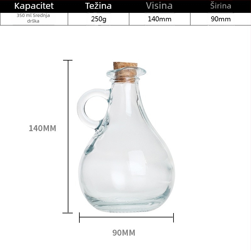 Around the Sea Prozirna staklena boca s ukrašenom drškom za ulje, kuhinjsko vino i sojin sos