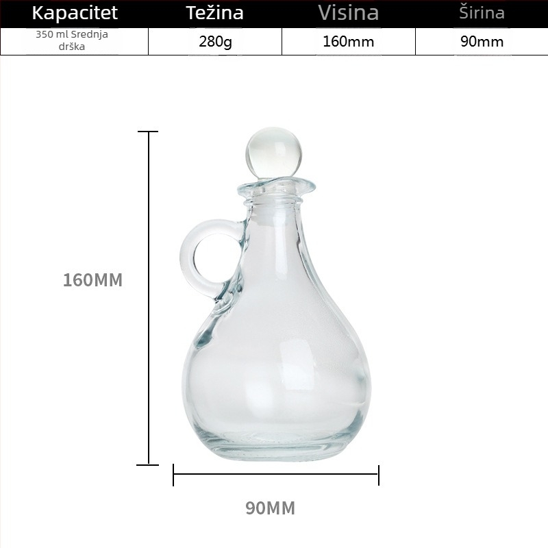 Around the Sea Prozirna staklena boca s ukrašenom drškom za ulje, kuhinjsko vino i sojin sos