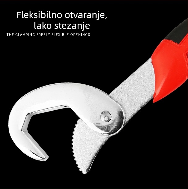 Prilagodljivi cijevni ključ, višenamjenski alat, veliko otvaranje, nazubljene čeljusti, univerzalni alat