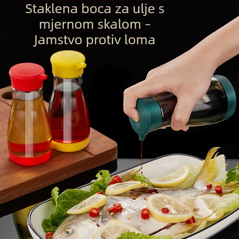 Staklena boca za ulje s doziranjem, otporna na curenje, kuhinjska boca za začine (sojin umak i ocat).