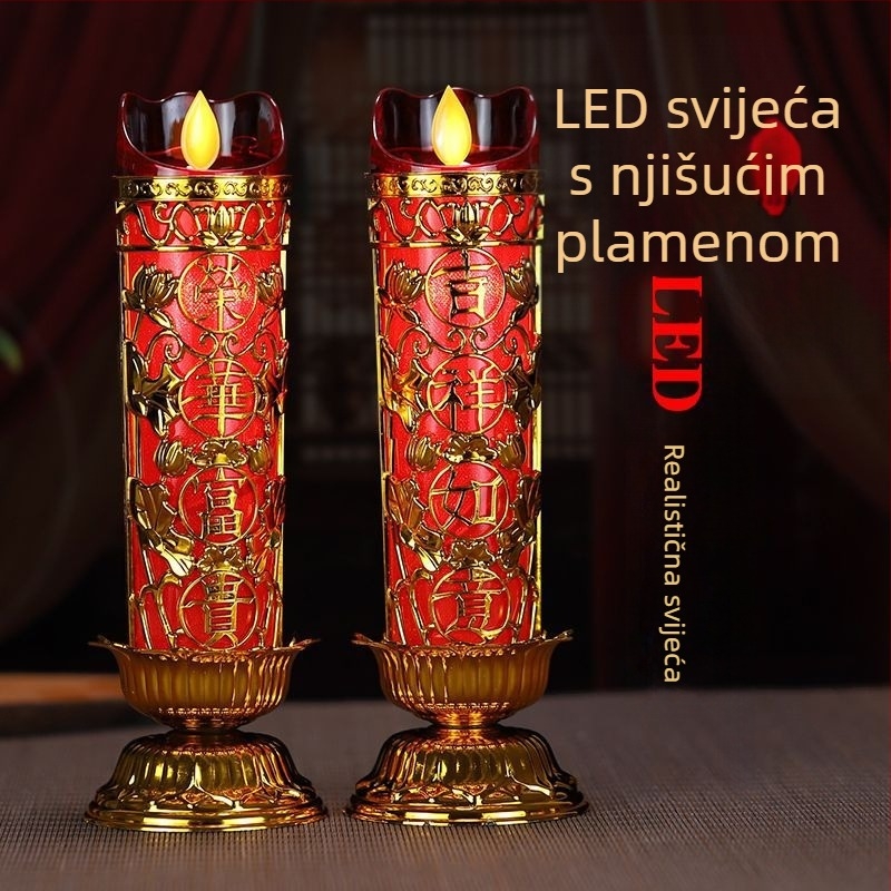LED električna svijeća s ljuljačkom funkcijom za štovanje Bude i Boga bogatstva