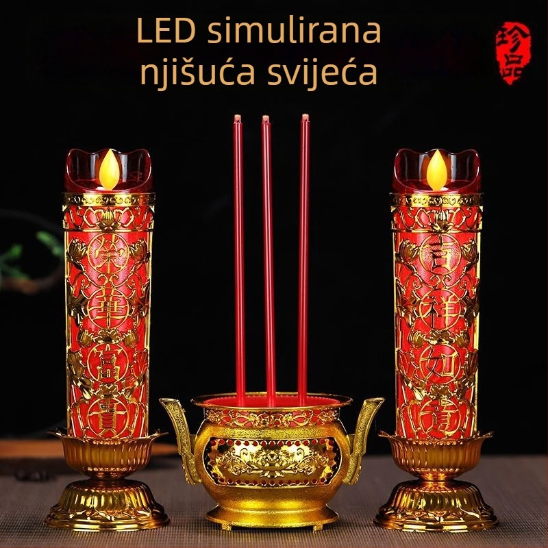 LED električna svijeća s ljuljačkom funkcijom za štovanje Bude i Boga bogatstva