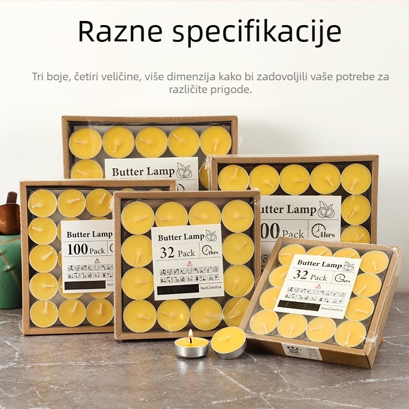 Bezdimna i bez mirisa svijeća-lampa za grijanje čaja kod kuće, 4 sata, mala kružna mirisna svijeća za catering i hotele