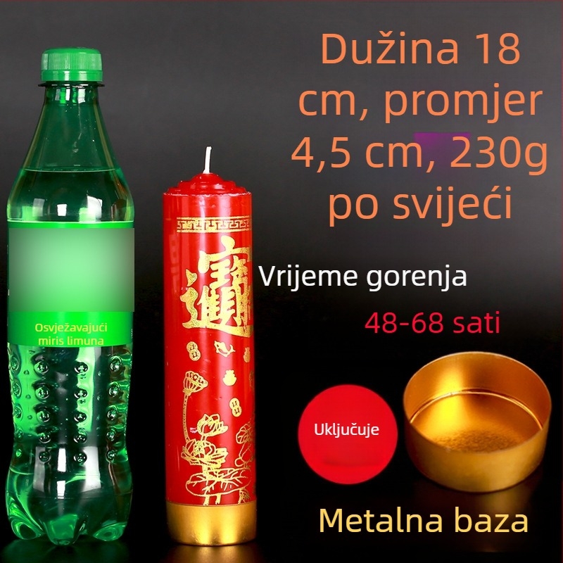 Velike crvene kućne svijeće za nužno osvjetljenje, prevenciju katastrofa i proslave Kineske Nove Godine