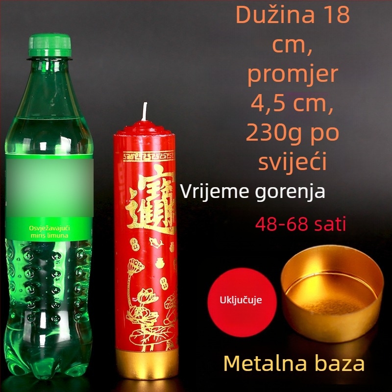 Velike crvene kućne svijeće za nužno osvjetljenje, prevenciju katastrofa i proslave Kineske Nove Godine