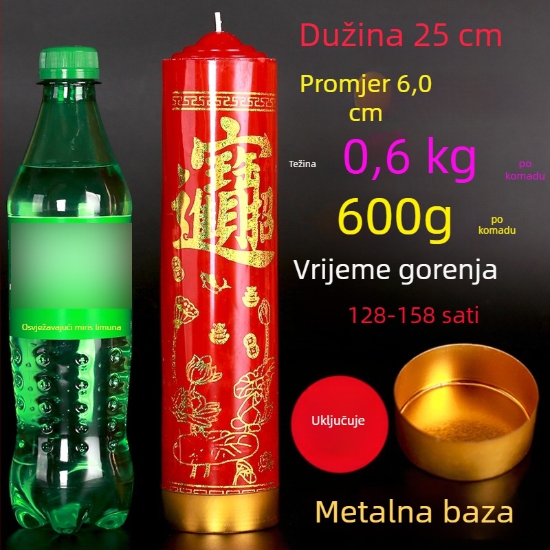 Velike crvene kućne svijeće za nužno osvjetljenje, prevenciju katastrofa i proslave Kineske Nove Godine