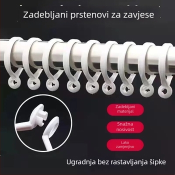 Set zavjesnih prstena: debeli tiši prsten, visići prsten, prsten rimske šipke, vučni prsten, kuka za zavjese