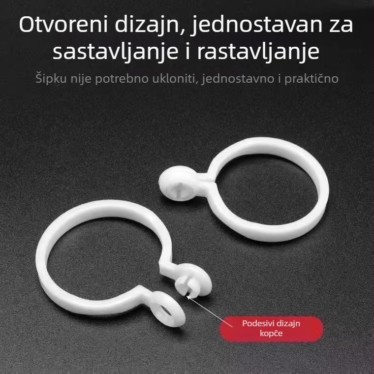 Set zavjesnih prstena: debeli tiši prsten, visići prsten, prsten rimske šipke, vučni prsten, kuka za zavjese