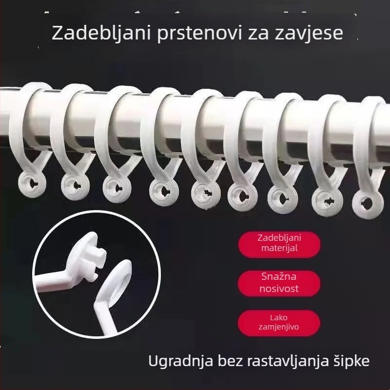 Set zavjesnih prstena: debeli tiši prsten, visići prsten, prsten rimske šipke, vučni prsten, kuka za zavjese