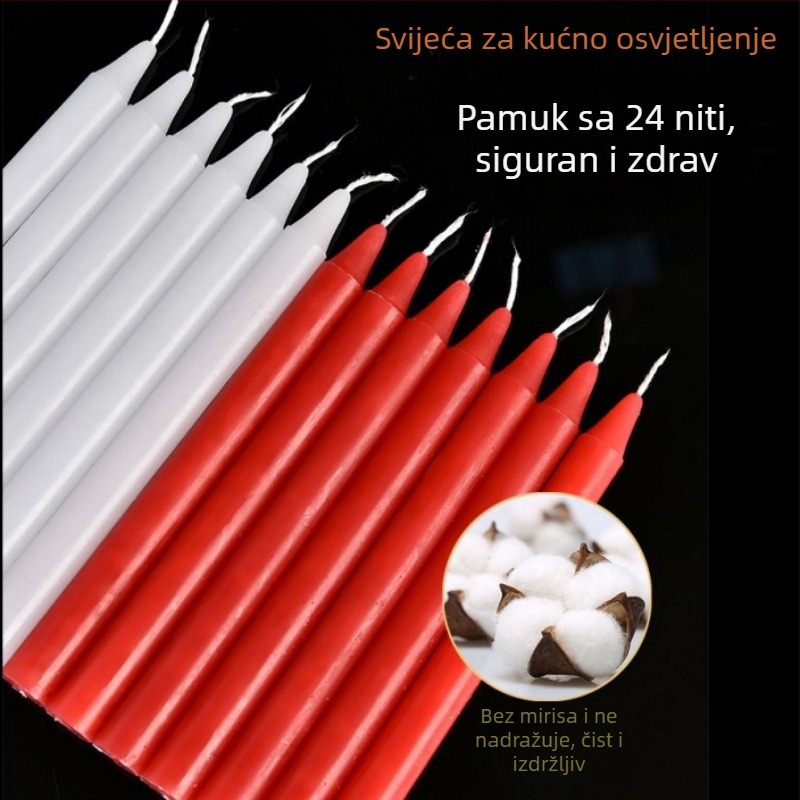 Parafinska kućna svijeća za nestanak struje, bezdimna, nužno osvjetljenje za štovanje Bude i blagdane
