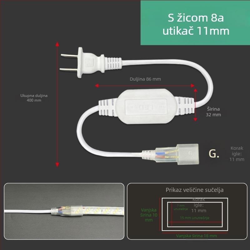 LED trak 220V, dvopinski utikač, visokou snage upravljač i ispravljač, kabelski priključak, duljina 100 m