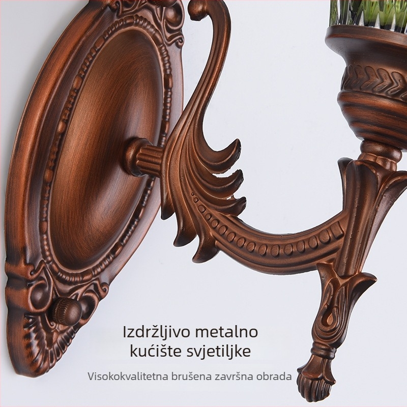 Nordijska retro stenska lampa s drvenim tijelom i šarenim staklom, minimalistički wabi-sabi dizajn za spavaću sobu i hodnik