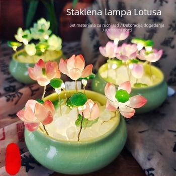 Staklena noćna svjetiljka s lotosom, DIY lotus lanterna s keramičkom bazom