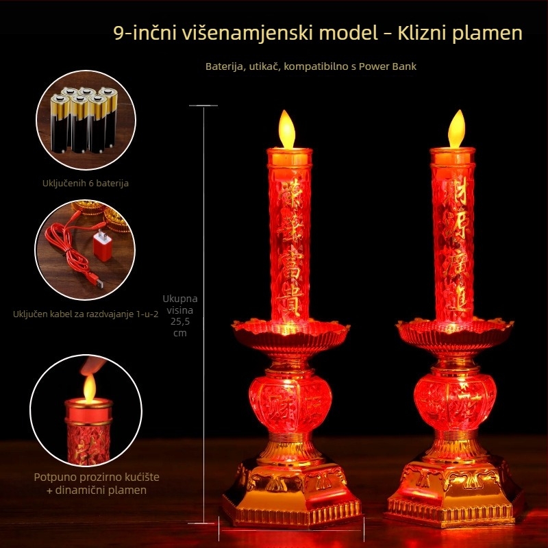 LED svijeće s imitacijom plamena, u paru, koje se njišu, kućne elektroničke svijeće s držačem