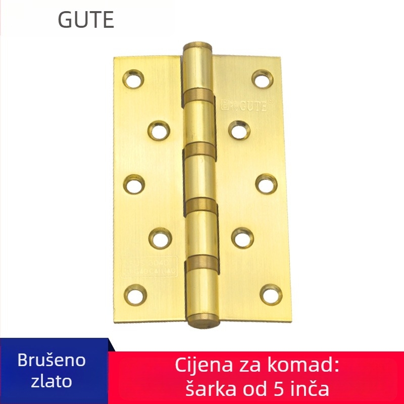 Gute šarka za vrata, 5 inča, od nehrđajućeg čelika 304D, teški ležaj 3.0, tiha za unutarnja vrata od masivnog drveta