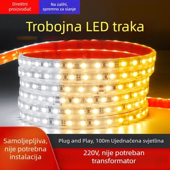 Dvojobojna LED silikon traka za stropnu liniju dnevnog boravka, vodootporna, 220V