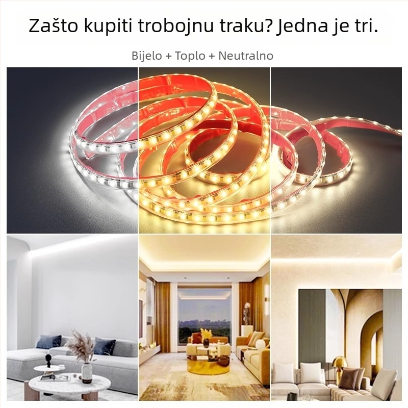 Dvojobojna LED silikon traka za stropnu liniju dnevnog boravka, vodootporna, 220V