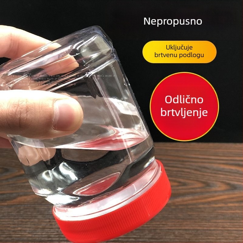 Prozirna plastična posuda za hranu s poklopcem, hermetički zatvorena, za umak od čili, 0,5 kg