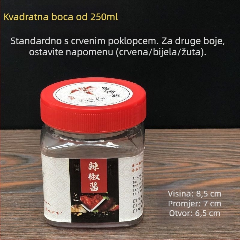 Prozirna plastična posuda za hranu s poklopcem, hermetički zatvorena, za umak od čili, 0,5 kg