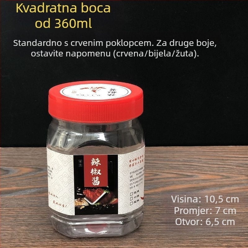 Prozirna plastična posuda za hranu s poklopcem, hermetički zatvorena, za umak od čili, 0,5 kg