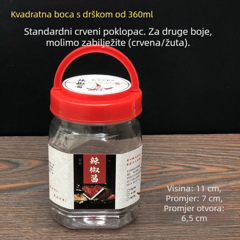 Prozirna plastična posuda za hranu s poklopcem, hermetički zatvorena, za umak od čili, 0,5 kg