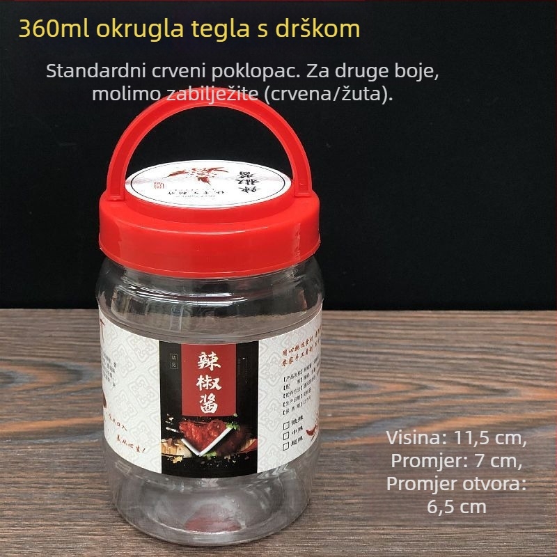 Prozirna plastična posuda za hranu s poklopcem, hermetički zatvorena, za umak od čili, 0,5 kg