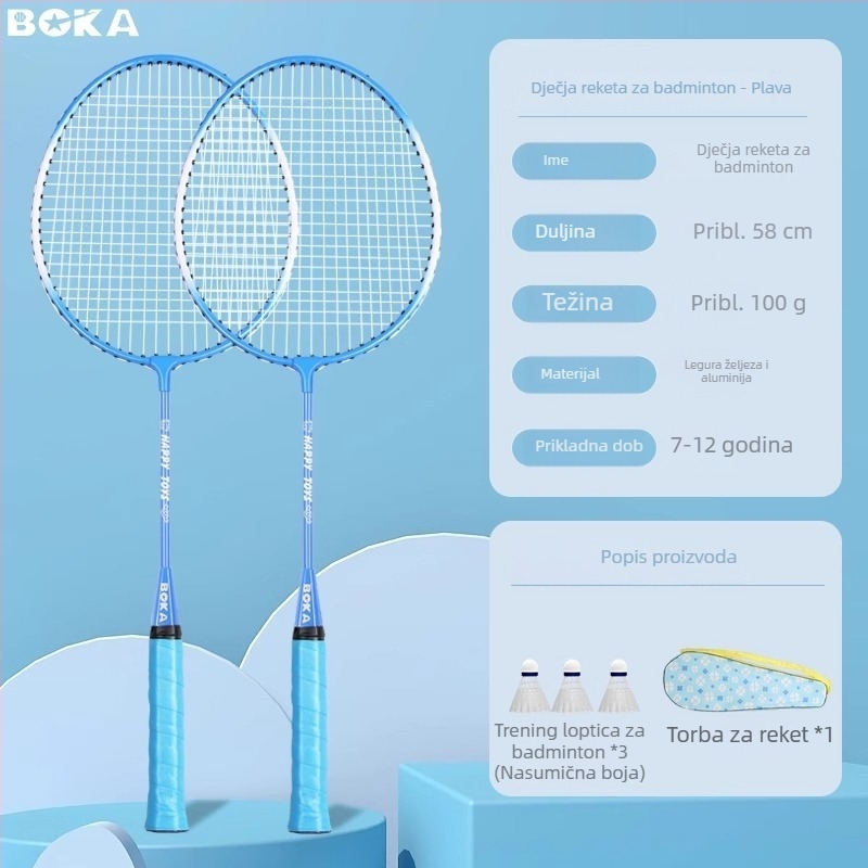 Set reketa za badminton za djecu – ultra lagan i izdržljiv, za uzrast 3–12 godina; set dviju reketa za igru roditelj-dijete