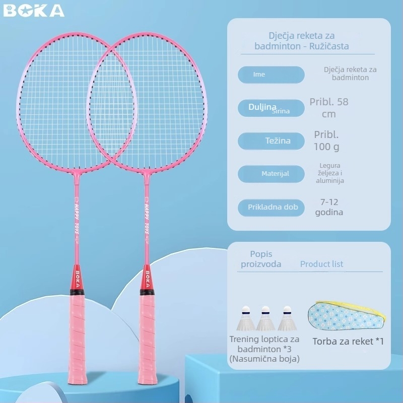 Set reketa za badminton za djecu – ultra lagan i izdržljiv, za uzrast 3–12 godina; set dviju reketa za igru roditelj-dijete