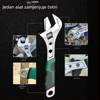Prilagodljivi ključ s niklinskim premazom, velik otvor za cijevi i kupaonu, debeli plastični držač, potpuno poliran, izdržljiv