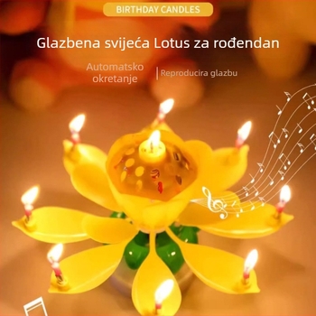 Lotusova glazbena svijeća za rođendan, okretna glazbena svijeća za tortu, za djevojke