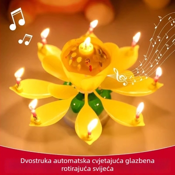 Lotusova glazbena svijeća za rođendan, okretna glazbena svijeća za tortu, za djevojke