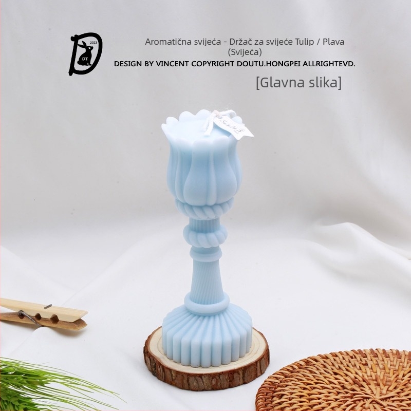 Nordijskog stila lampa lotosa s dugim postoljem, aromaterapijska svijeća u obliku tulipana – dekorativni dar za rođendan