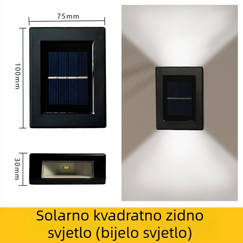 Solarna vanjska zidna svjetiljka za vrt – LED, ambijentalno osvjetljenje s osvjetljenjem gore-dolje, efekt pranja zida, vodootporna.