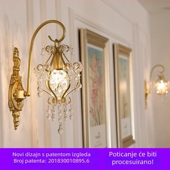 Kristalno zidno svjetlo u francuskom stilu za dnevni boravak, akcentnu zidnu površinu, balkon i spavaću sobu LED