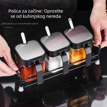 Metalni organizator za boce i posude za začine – set polica za kuhinjski stol