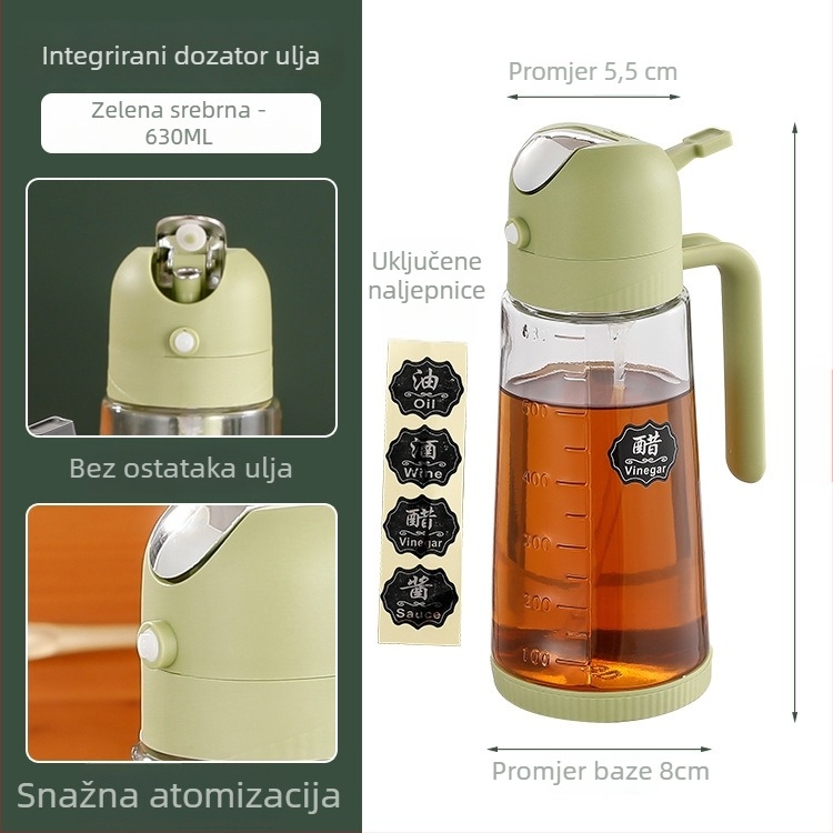 Staklena bočica za ulje s raspršivačem, dvostruka namjena, mjerač, za ulje, sojin umak i ocat