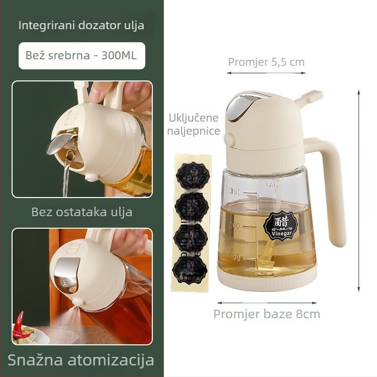 Staklena bočica za ulje s raspršivačem, dvostruka namjena, mjerač, za ulje, sojin umak i ocat