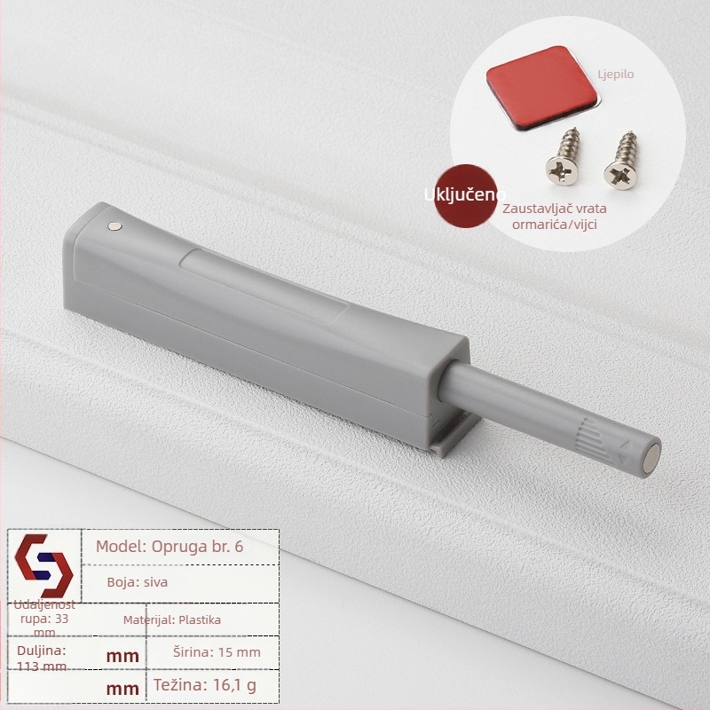 Aluminijski mehanizam vraćanja vrata ormarića – otvaranje pritiskanjem