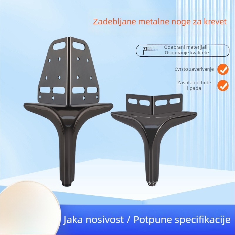 Kovane metalne noge za kreveta i kauč, potporne noge namještaja, podizne noge ormarića i kreveta, s kutnim kodovima
